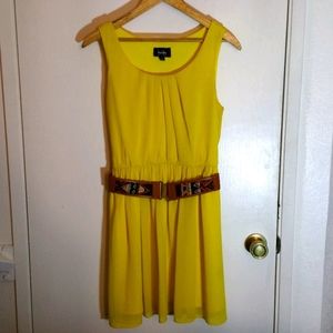 by&by bright yellow sleeveless blouson mini dress